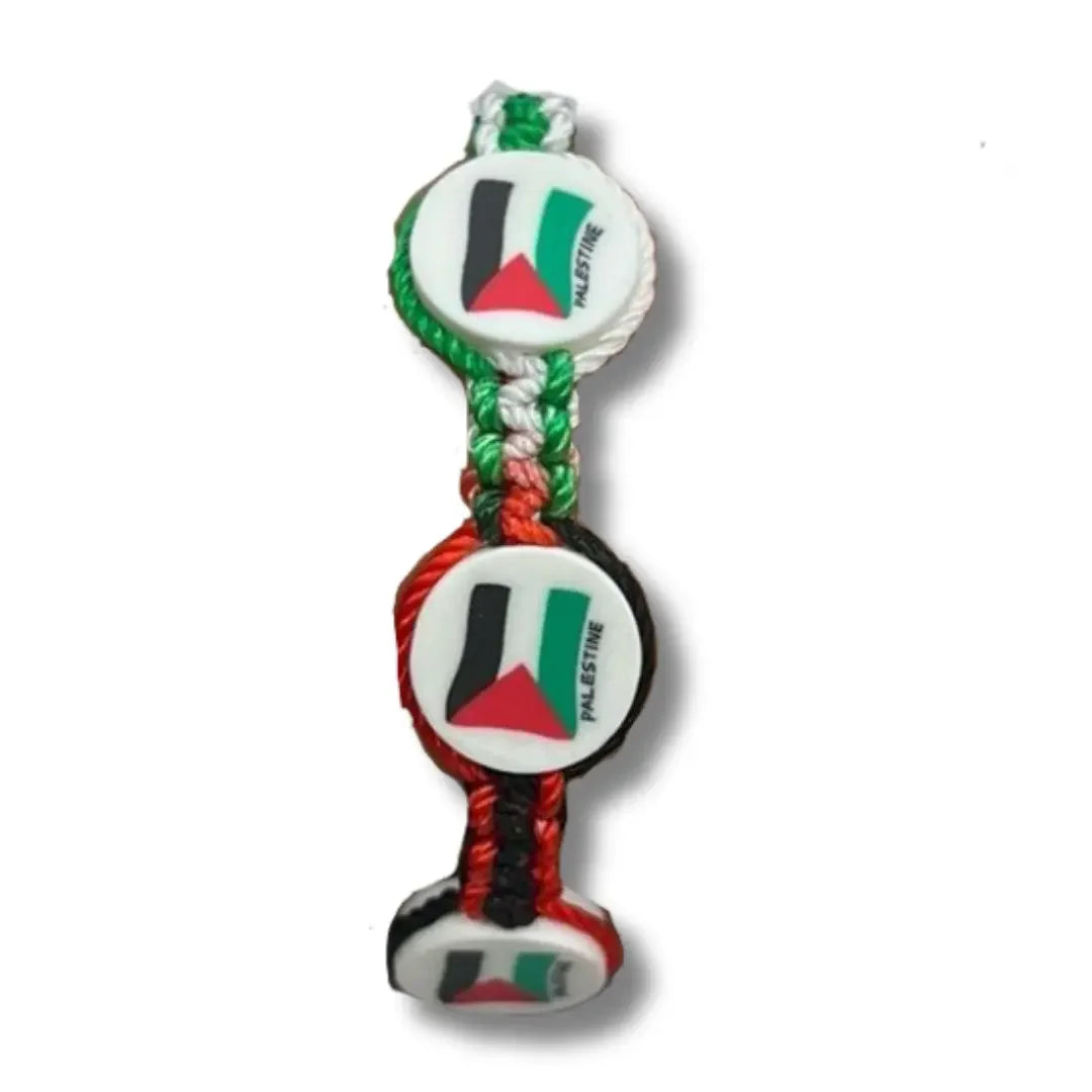 Palestinian flag beaded jewelry bracelet with red black white and green beads by Palestinian Elegance