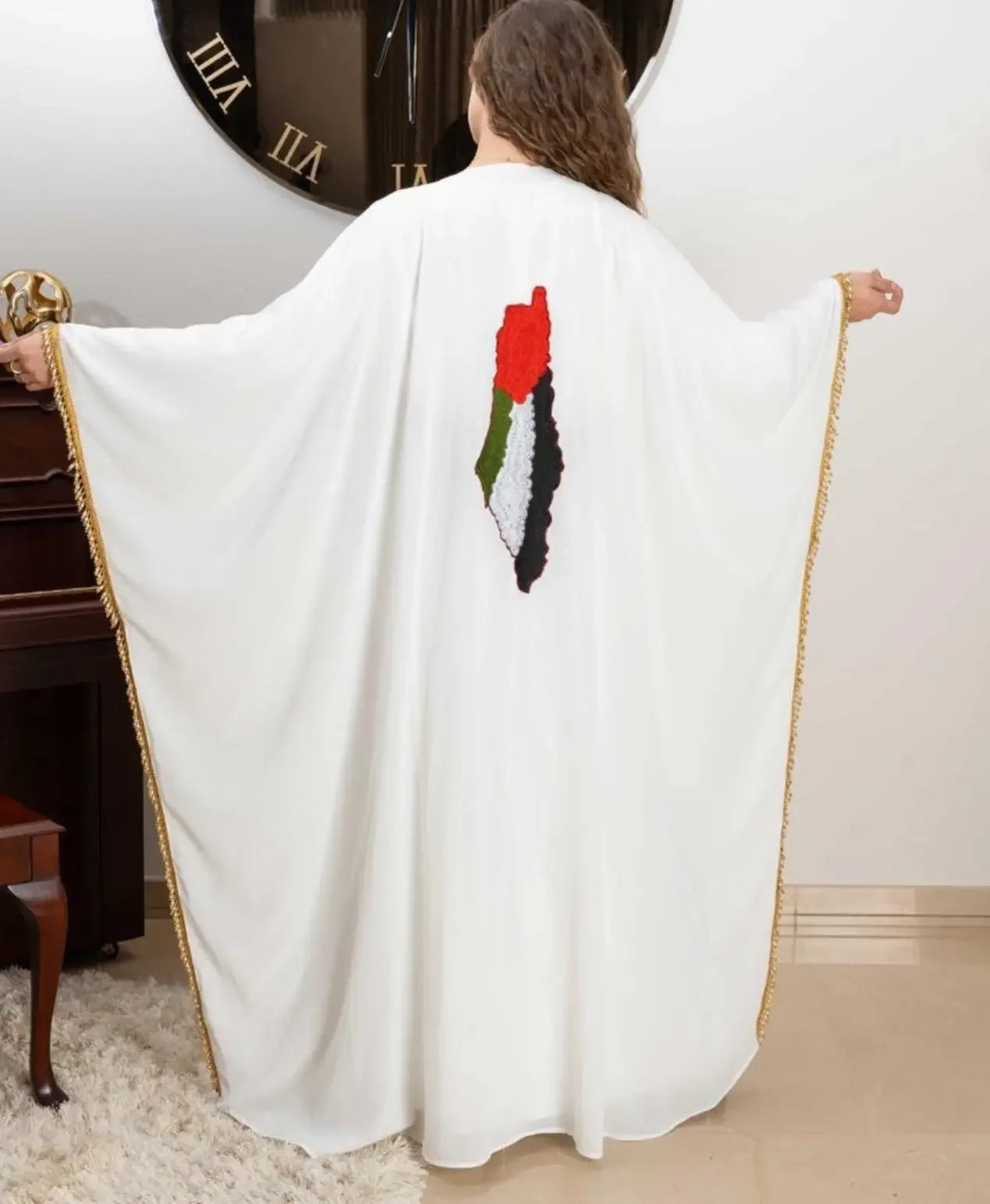 Palestine Flag Chiffon Free Size Bisht: Elegance and Cultural Pride - Palestinian Elegance