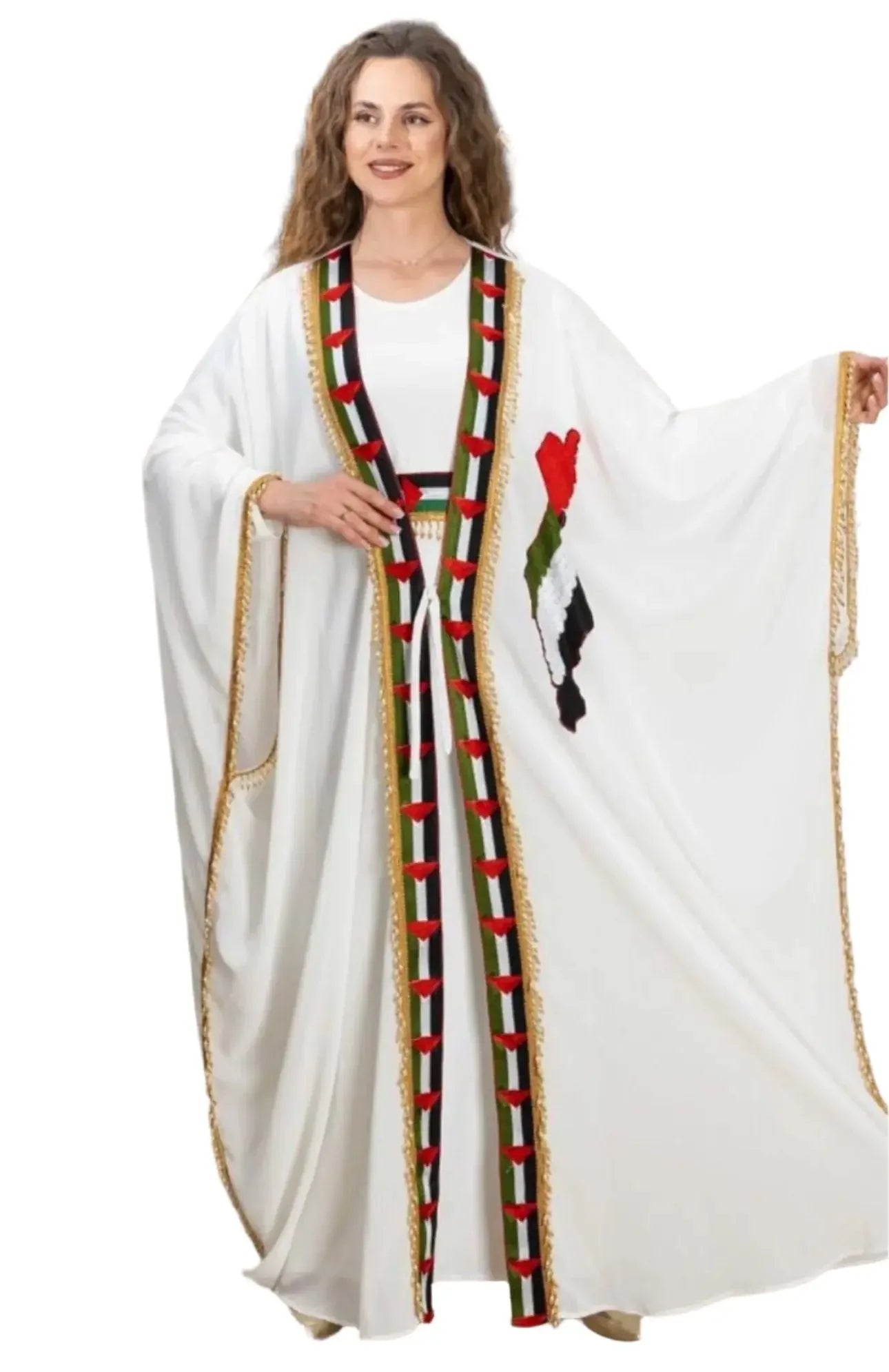 Palestine Flag Chiffon Free Size Bisht: Elegance and Cultural Pride - Palestinian Elegance