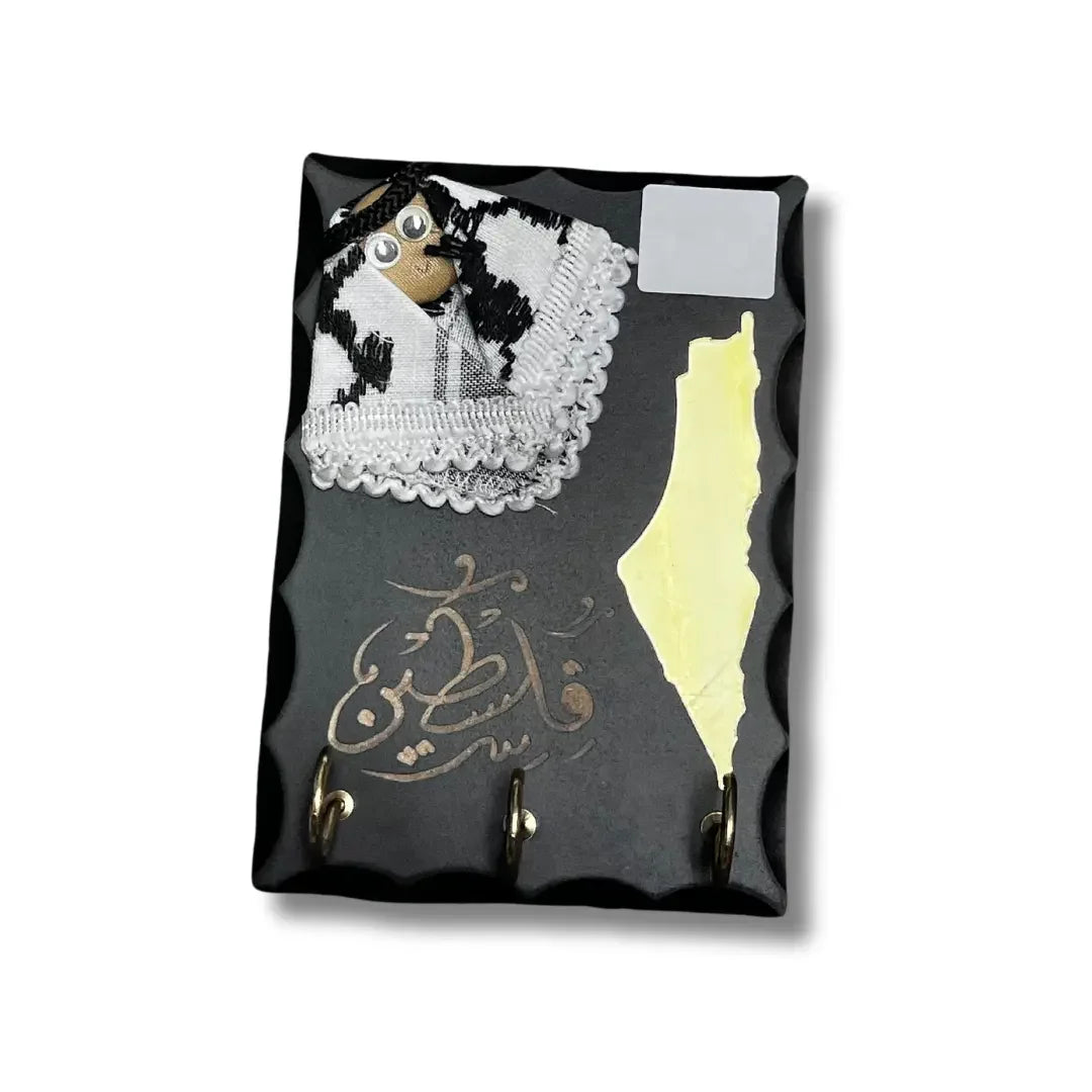 Palestinian Elegance decorative key holder with traditional doll and map for Palestinian home decor
