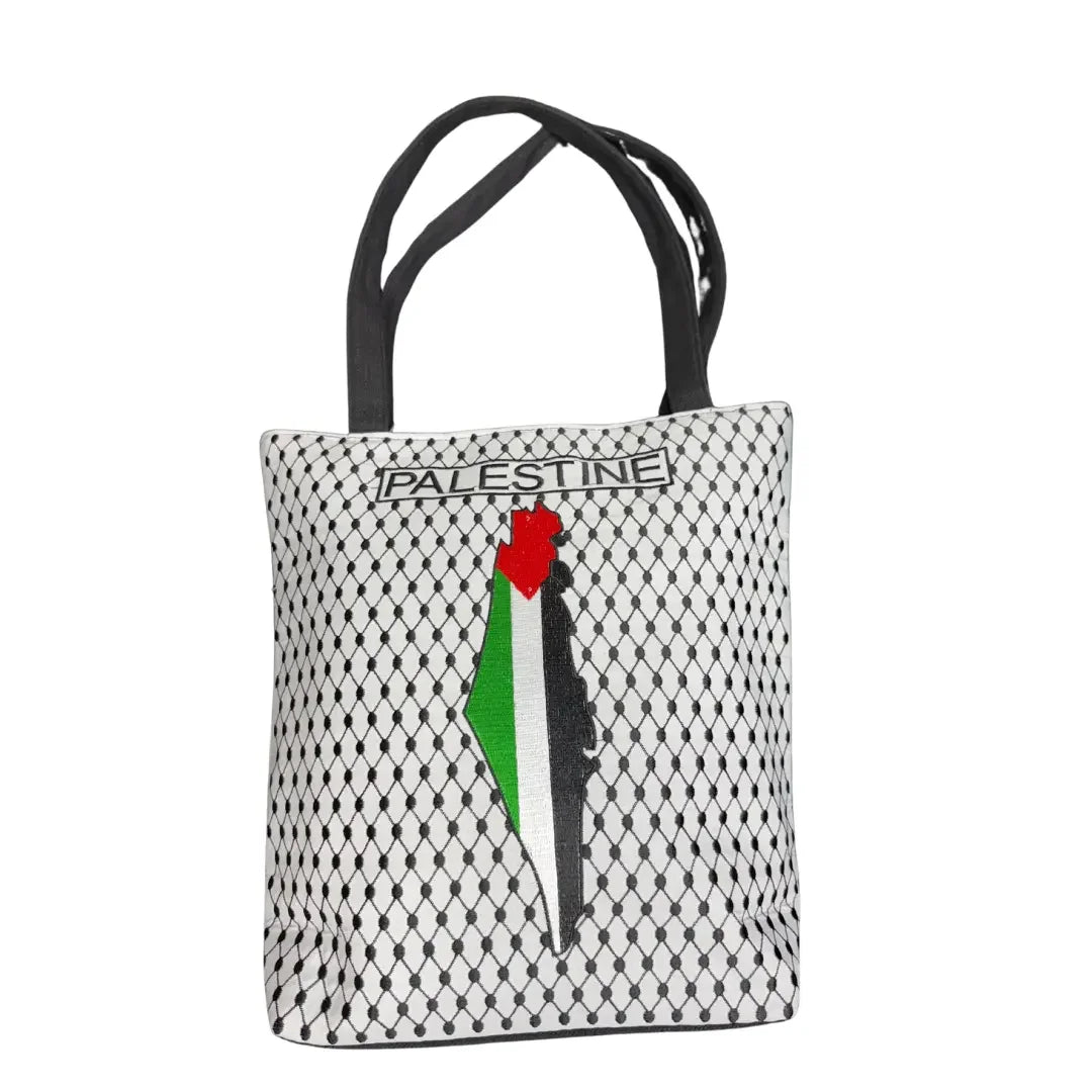 Palestine Map Kuffiyeh Design Tote Bag - High-Quality & Culturally Inspired | 35 cm Length Palestinian Elegance