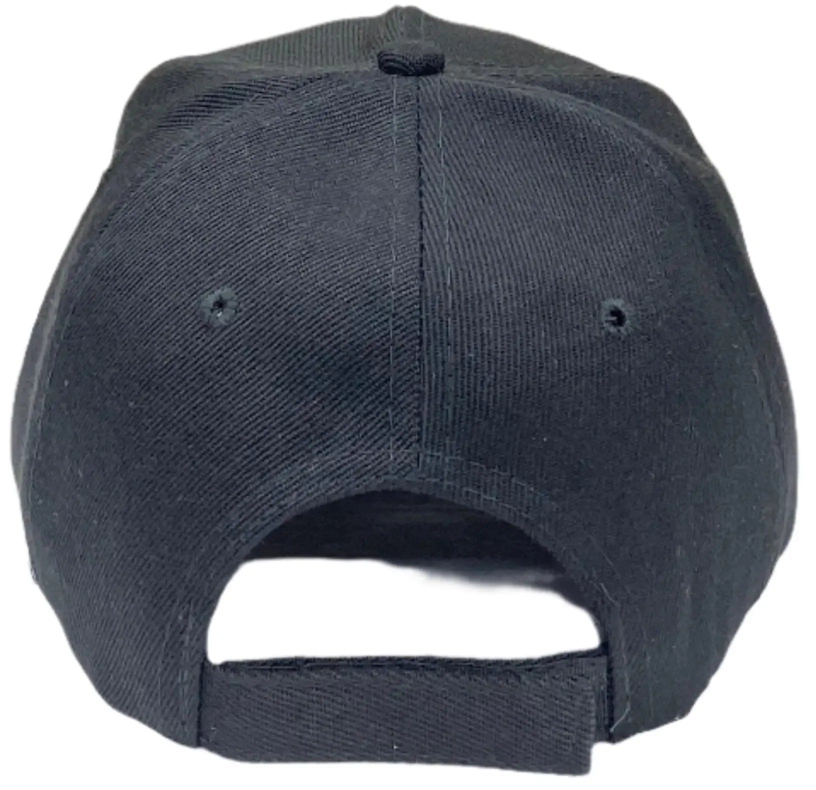 Back view of black Palestinian map hat with adjustable strap from Palestinian Elegance