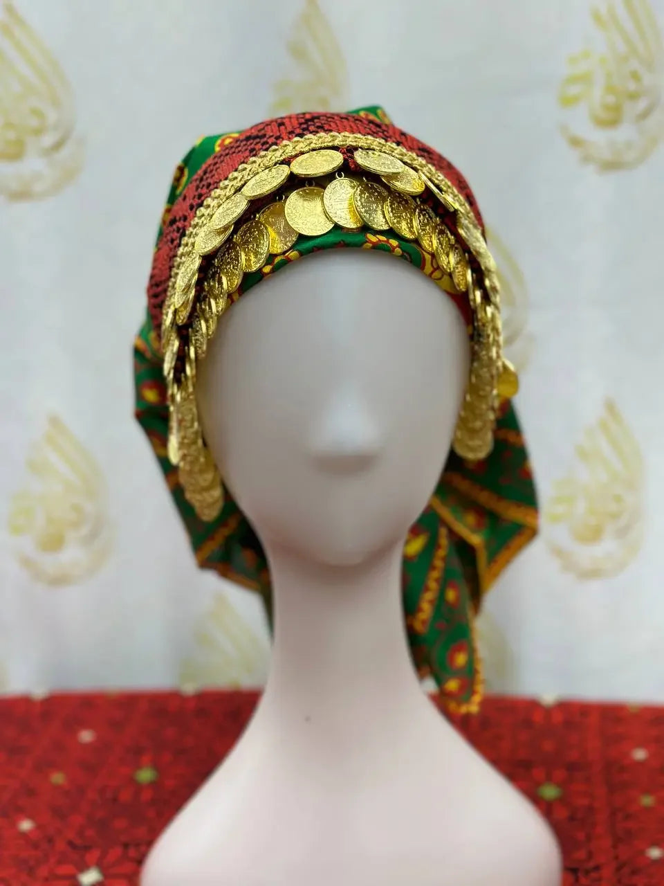 Head Lerat Bandana with Double Gold Coins: Unique Luxury for Your Style - Palestinian Elegance