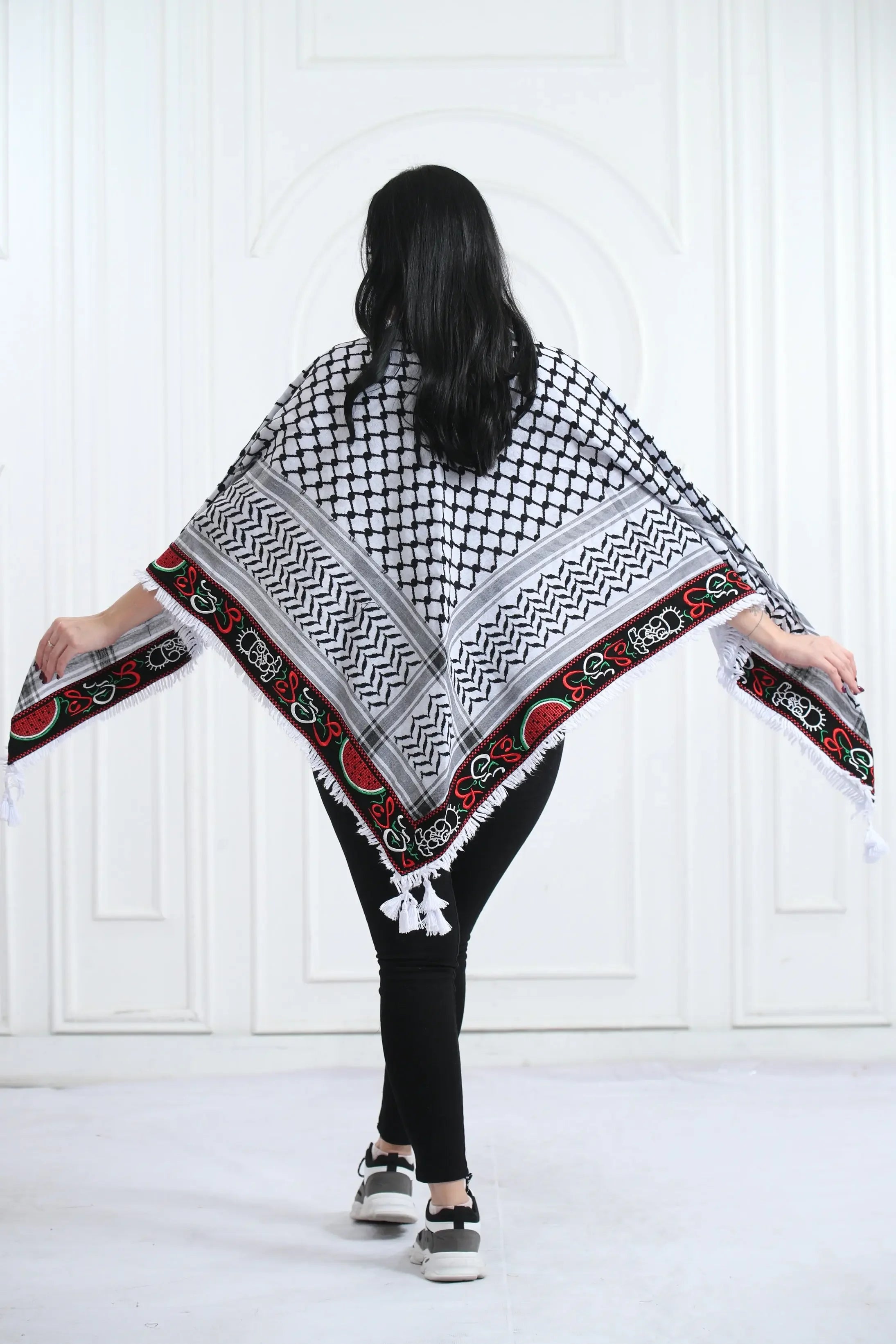 Cultural Heritage: The Traditional Hanzala Embroidered Kuffia Palestinian Elegance