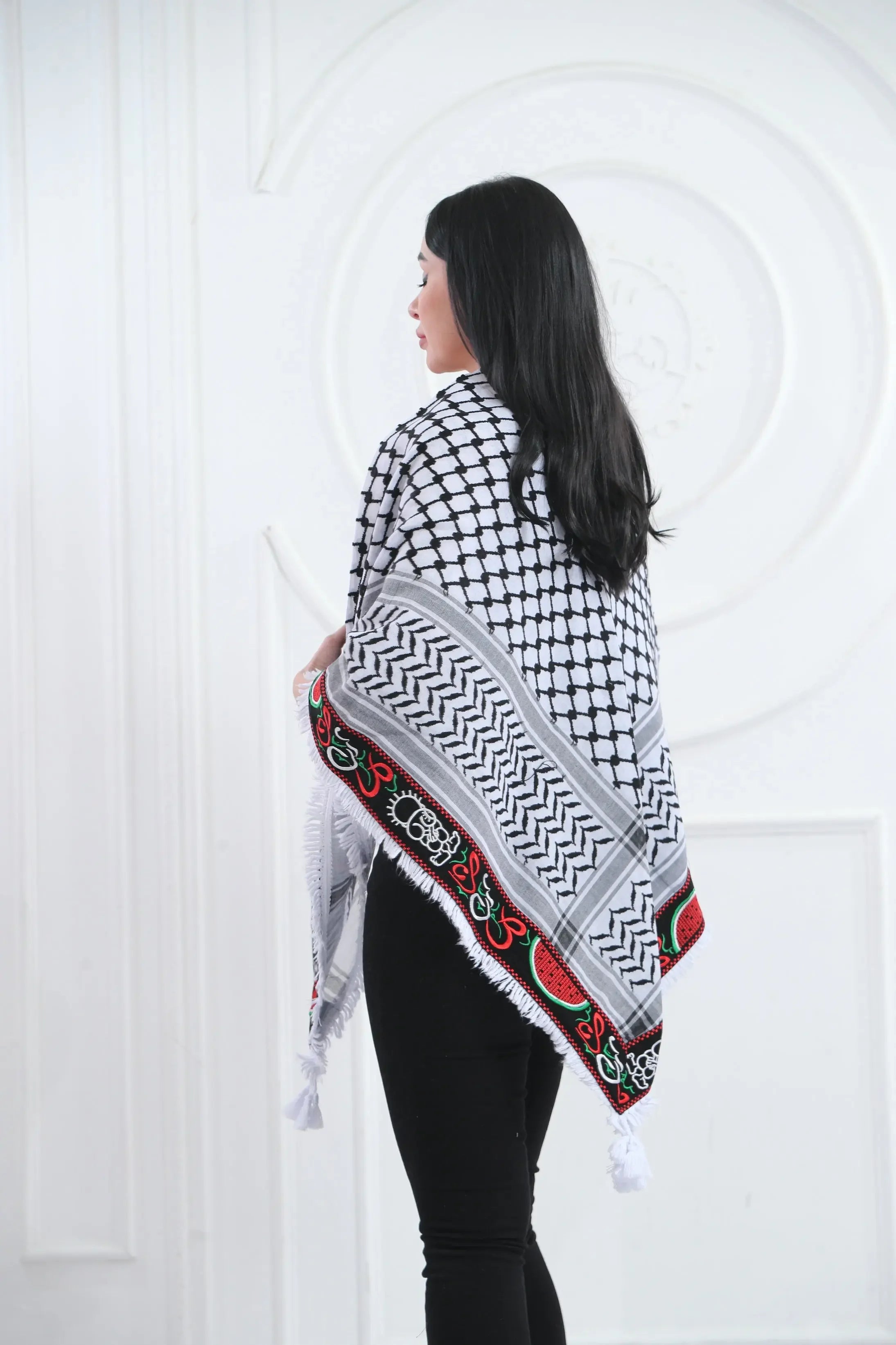 Cultural Heritage: The Traditional Hanzala Embroidered Kuffia Palestinian Elegance