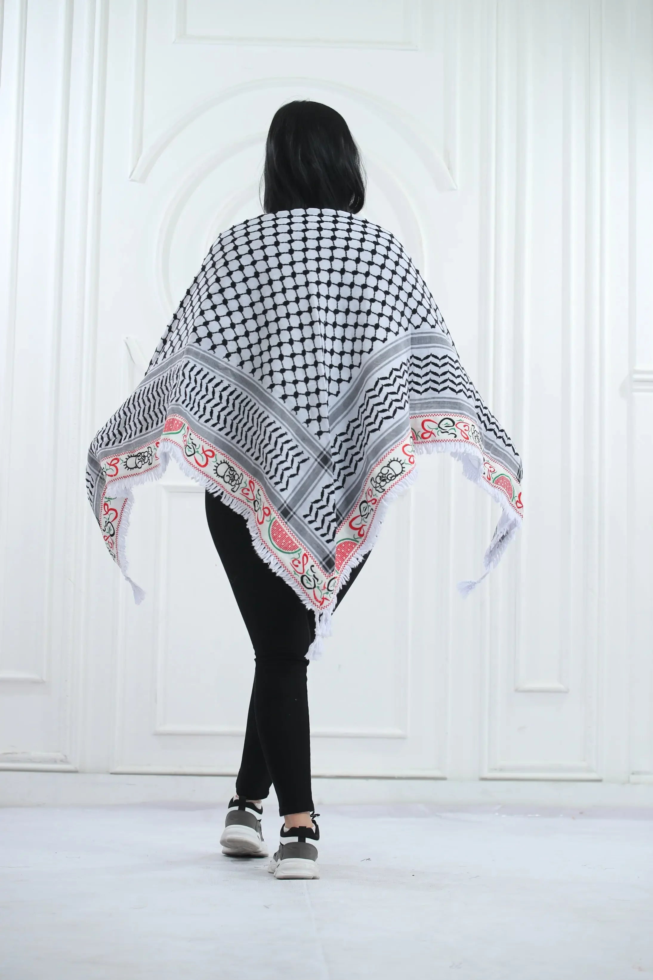 Cultural Heritage: The Traditional Hanzala Embroidered Kuffia Palestinian Elegance