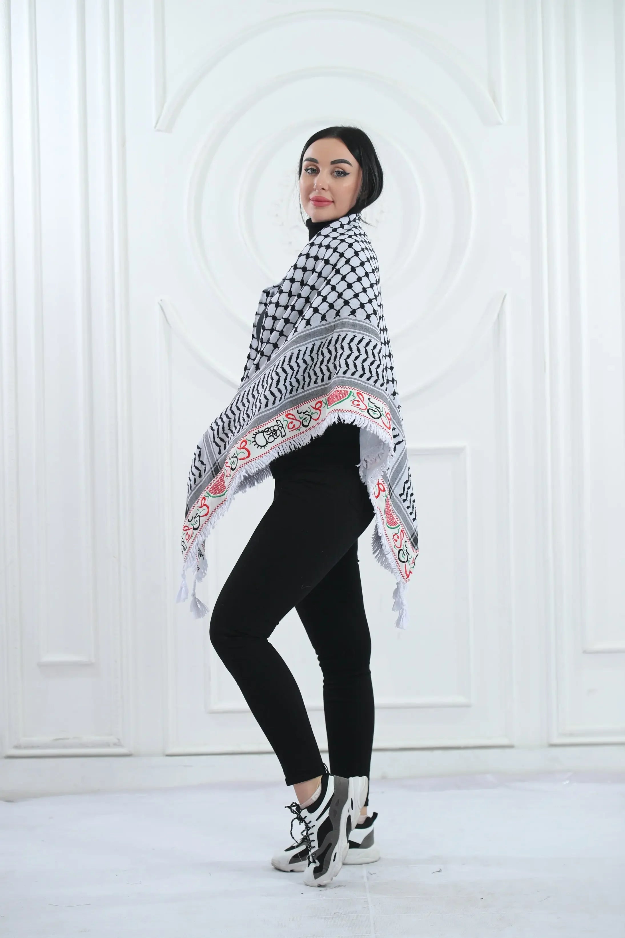 Cultural Heritage: The Traditional Hanzala Embroidered Kuffia Palestinian Elegance