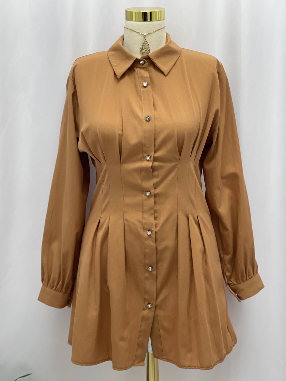 Opulence Pleated Shirt Dress