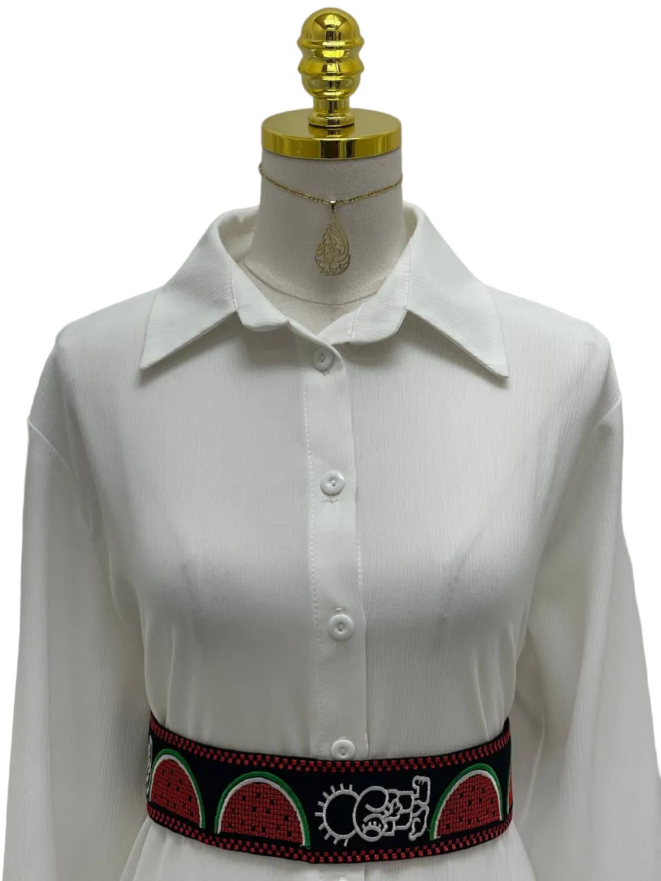 Palestinian Embroidered Leather-Lined Belt