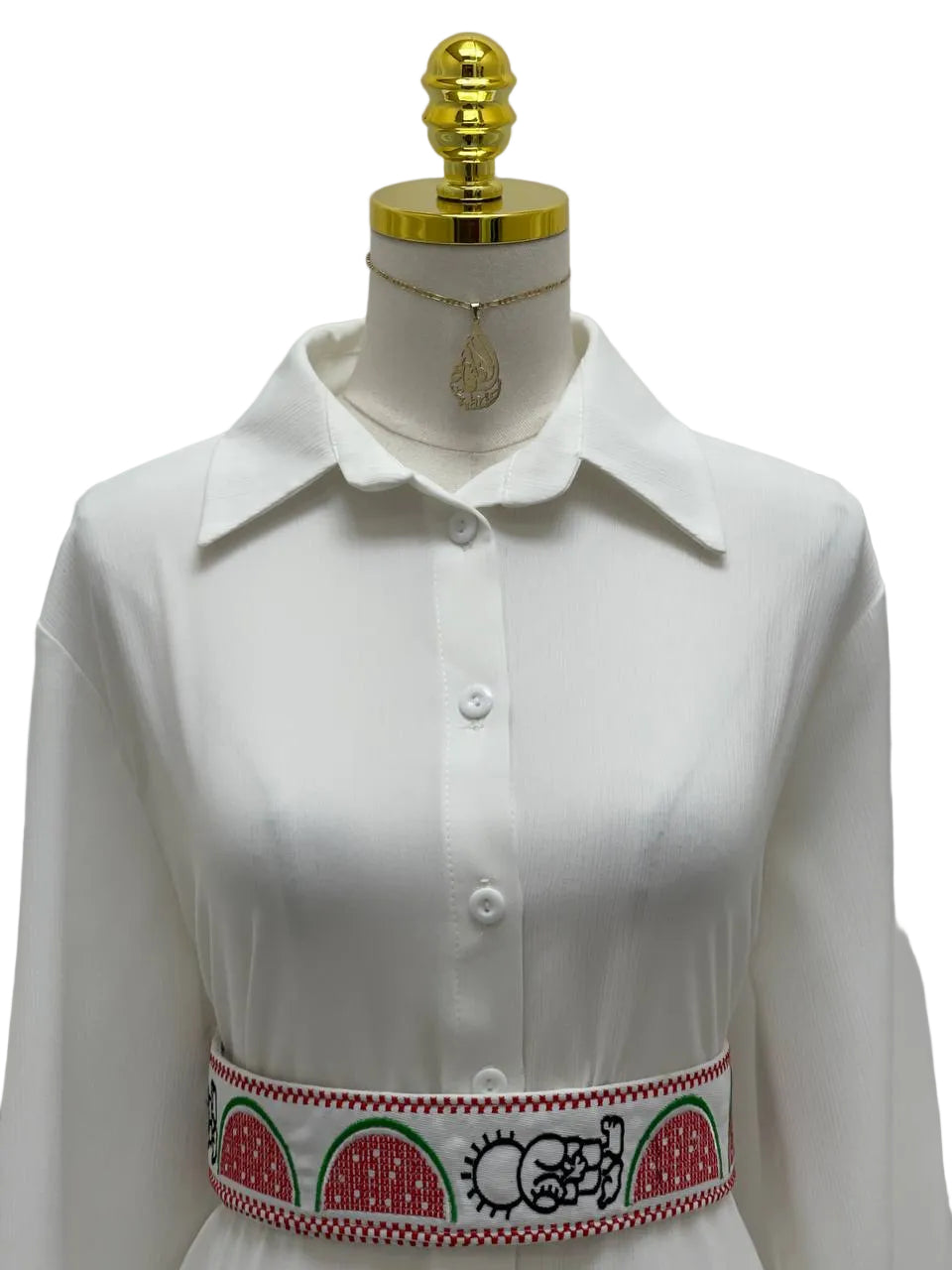 Palestinian Embroidered Leather-Lined Belt