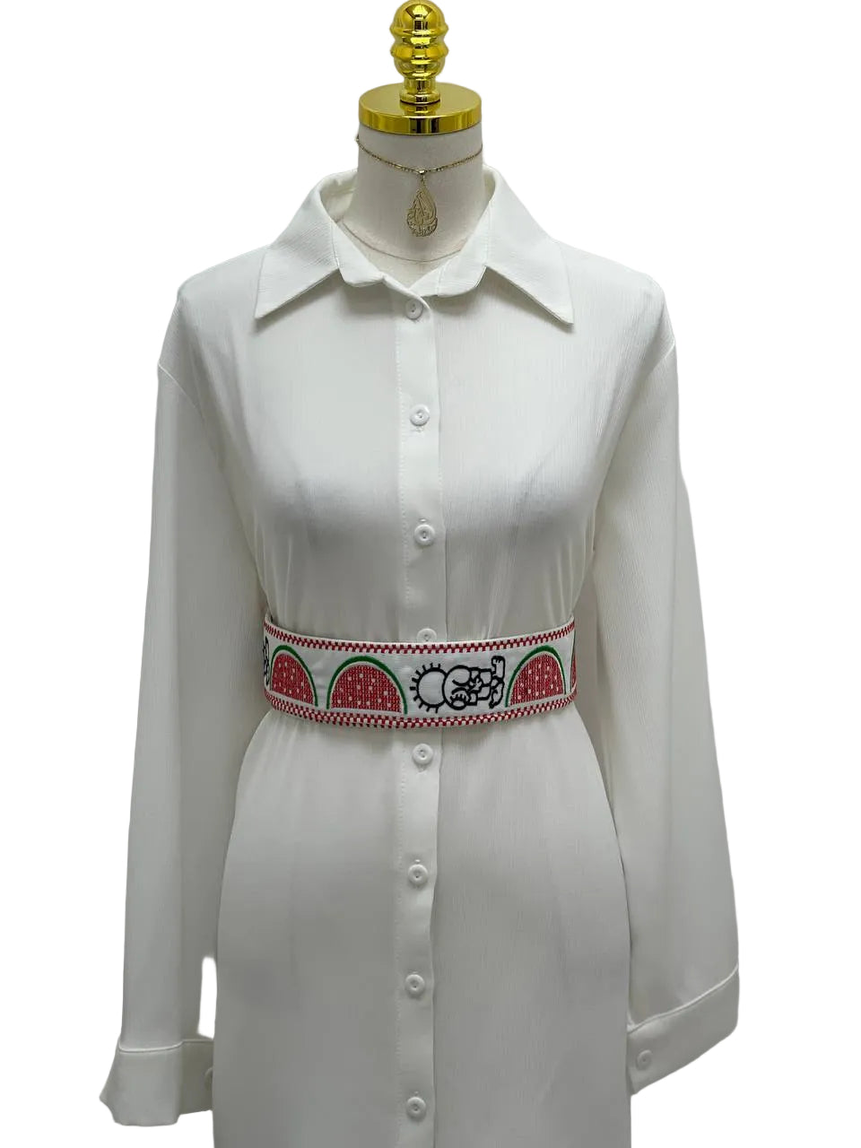 Palestinian Embroidered Leather-Lined Belt