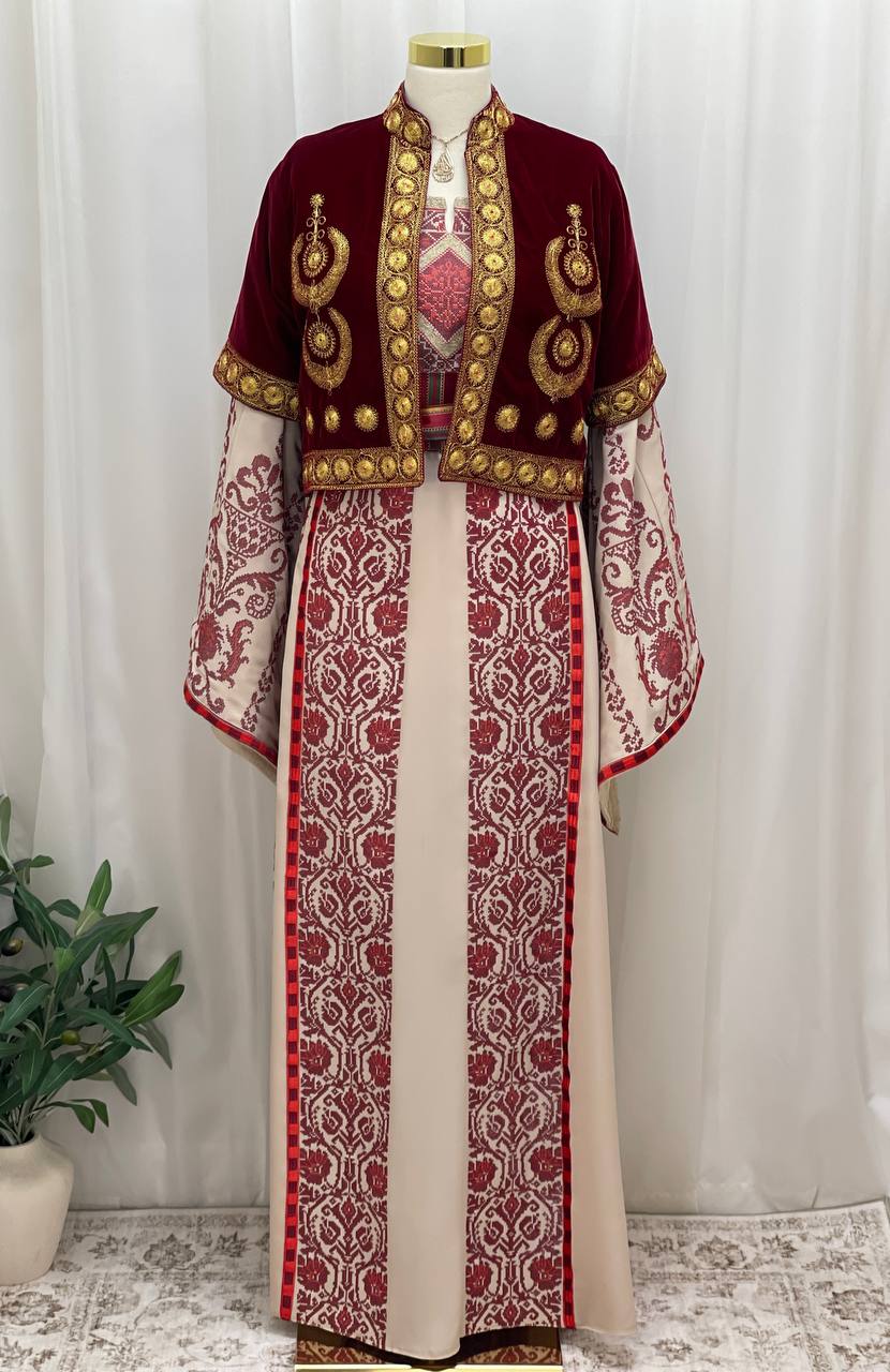 Short Velvet Taqsireh Jacket – Gold Qasab Embroidery