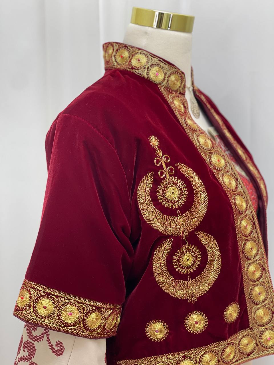 Short Velvet Taqsireh Jacket – Gold Qasab Embroidery