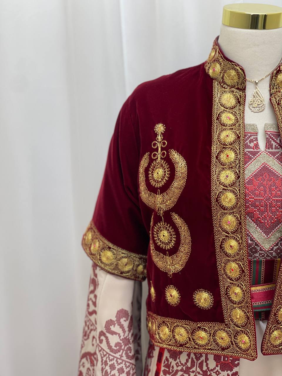 Short Velvet Taqsireh Jacket – Gold Qasab Embroidery
