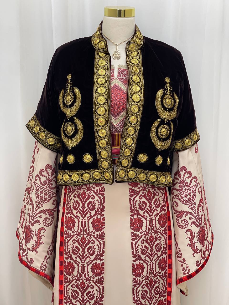 Short Velvet Taqsireh Jacket – Gold Qasab Embroidery