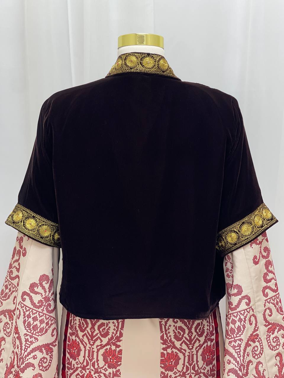 Short Velvet Taqsireh Jacket – Gold Qasab Embroidery