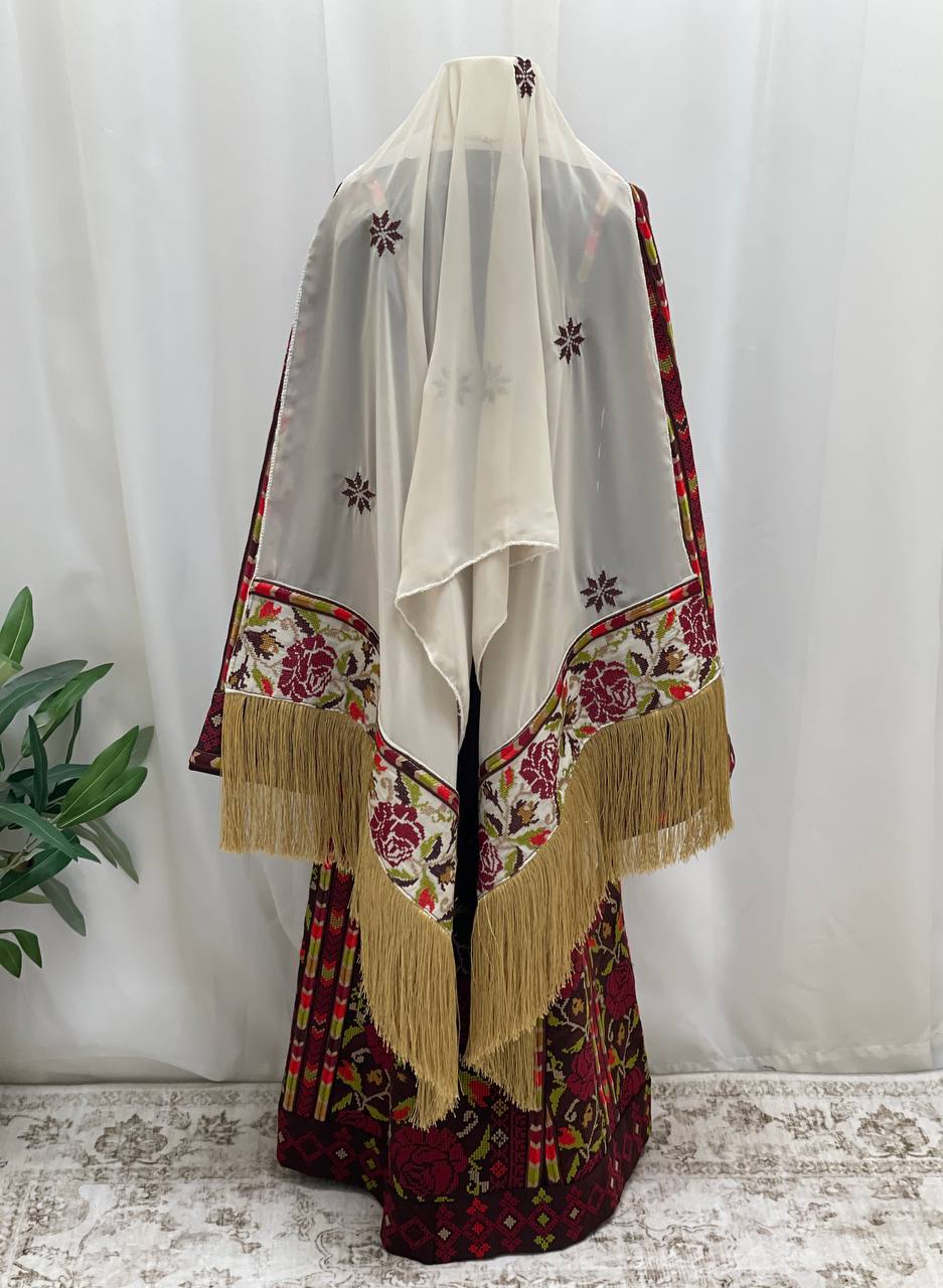 Girls’ Brown Embroidered Palestinian Thobe - Palestinian Elegance