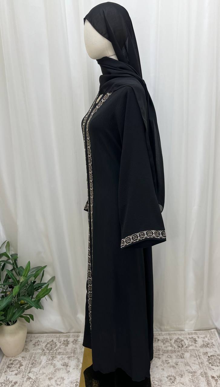 Abaya Layan Noir - Palestinian Elegance