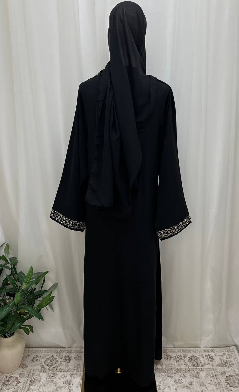 Abaya Layan Noir - Palestinian Elegance