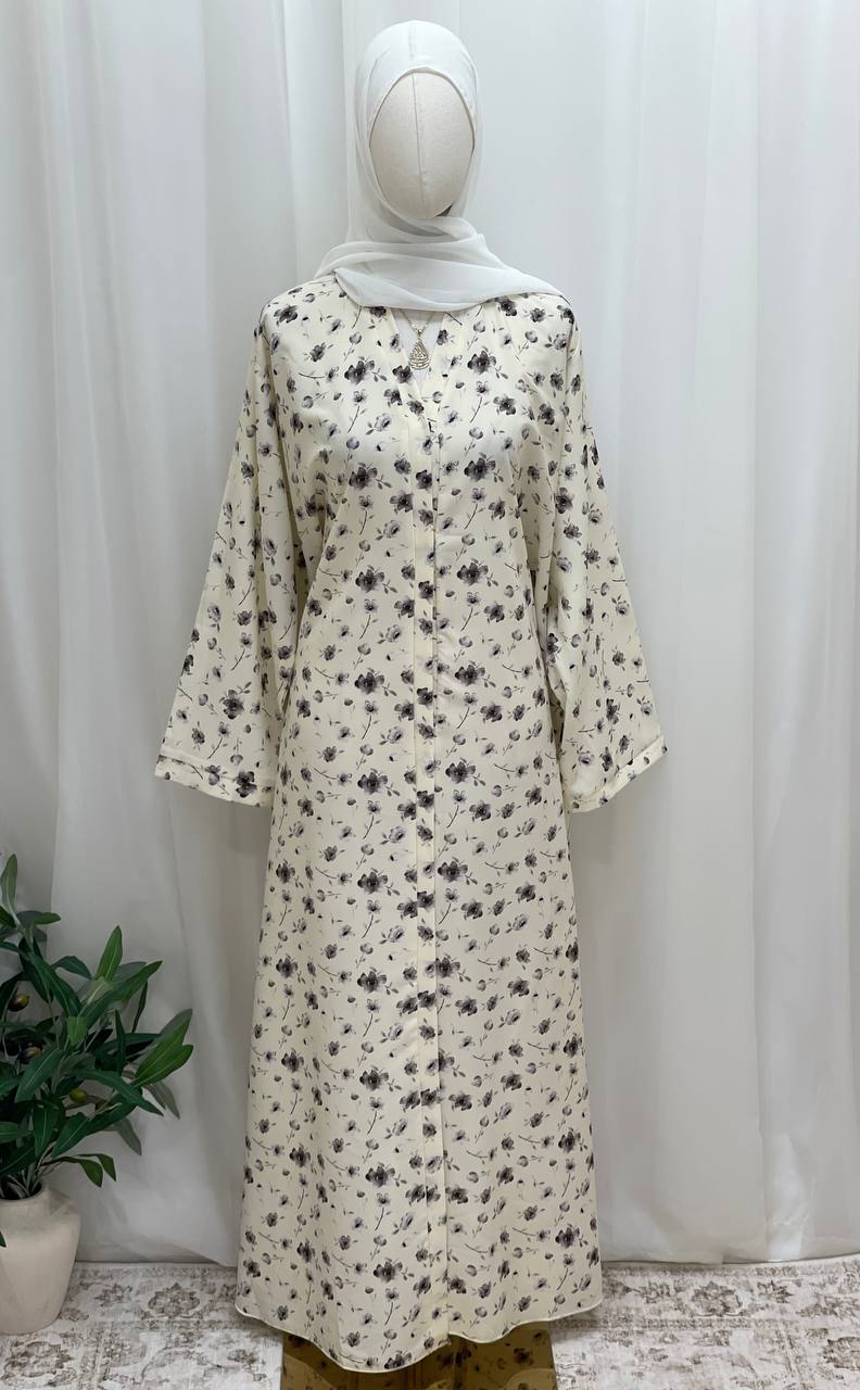Soft Ivory Bloom Abaya