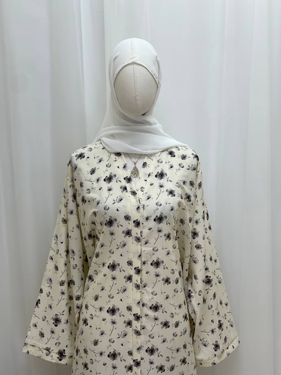 Soft Ivory Bloom Abaya