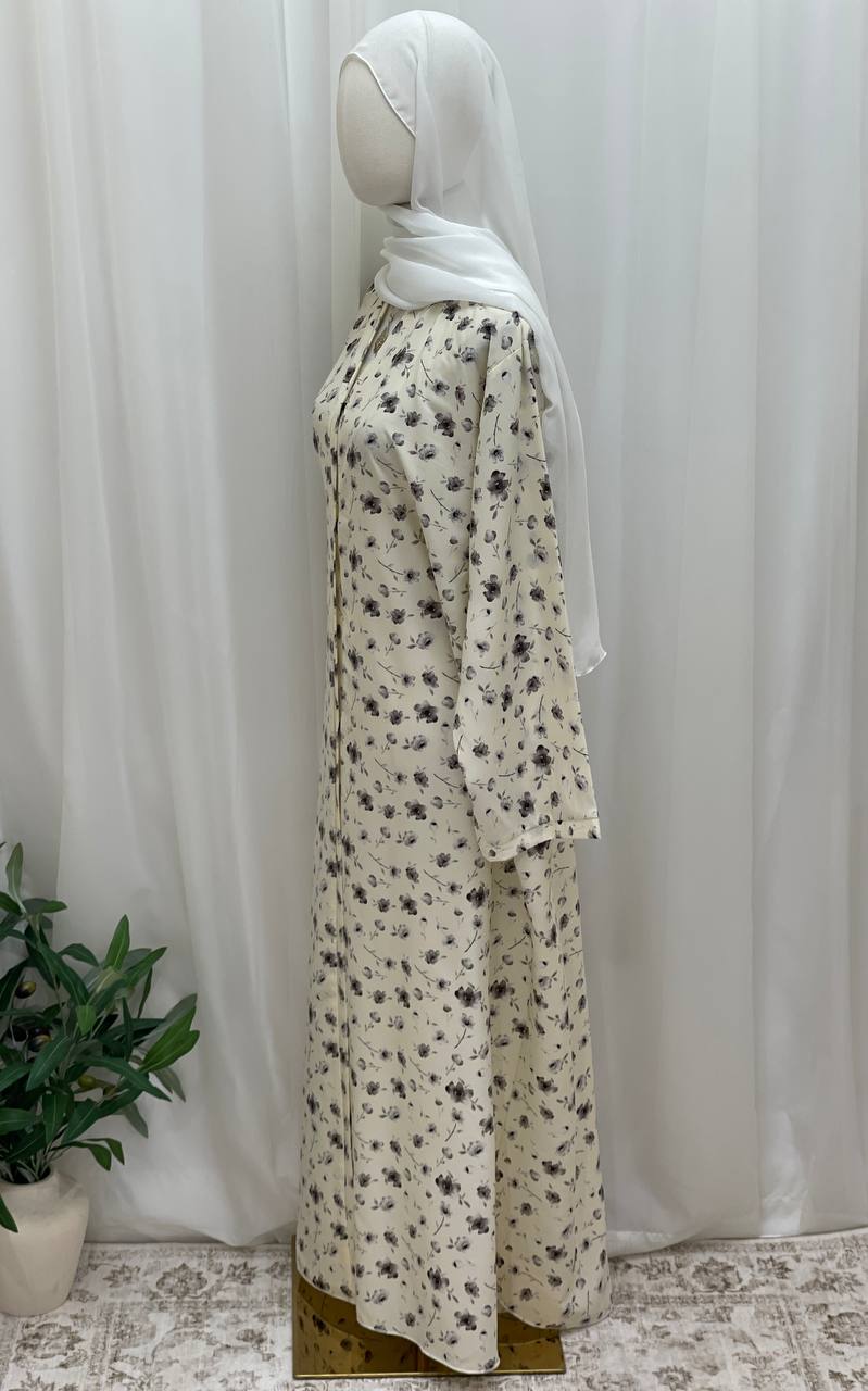 Soft Ivory Bloom Abaya