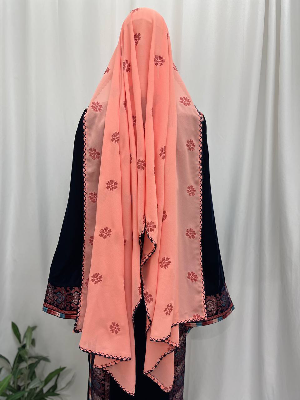 Peach Heritage Embroidered Shawl