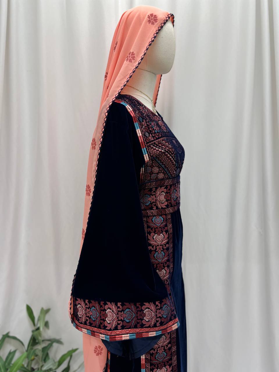 Peach Heritage Embroidered Shawl