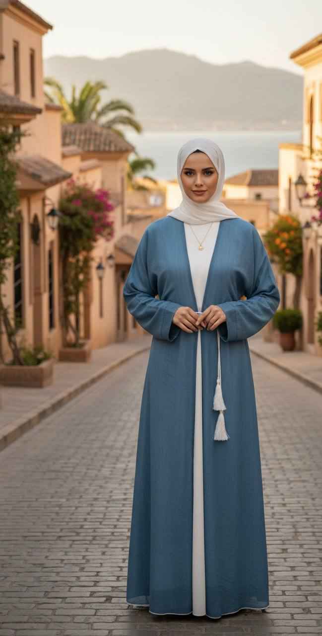 Azure Grace Organza Abaya Set