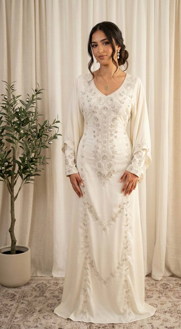 Royal Bloom Hand-Beaded Kaftan