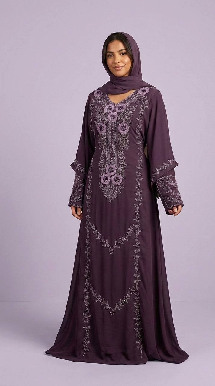 Royal Bloom Hand-Beaded Kaftan