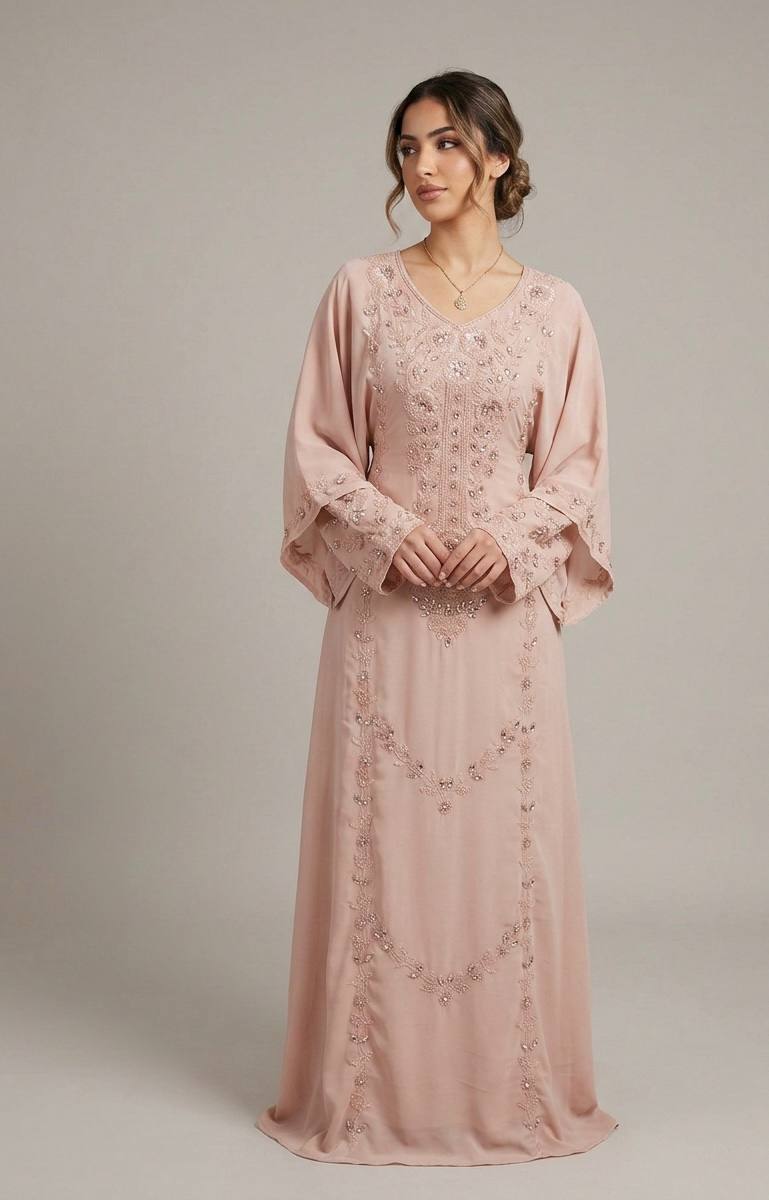 Royal Bloom Hand-Beaded Kaftan