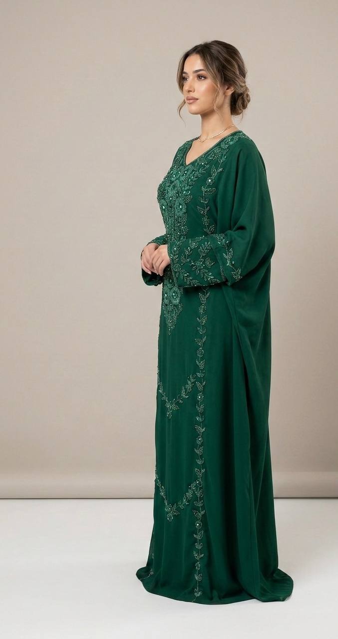 Royal Bloom Hand-Beaded Kaftan