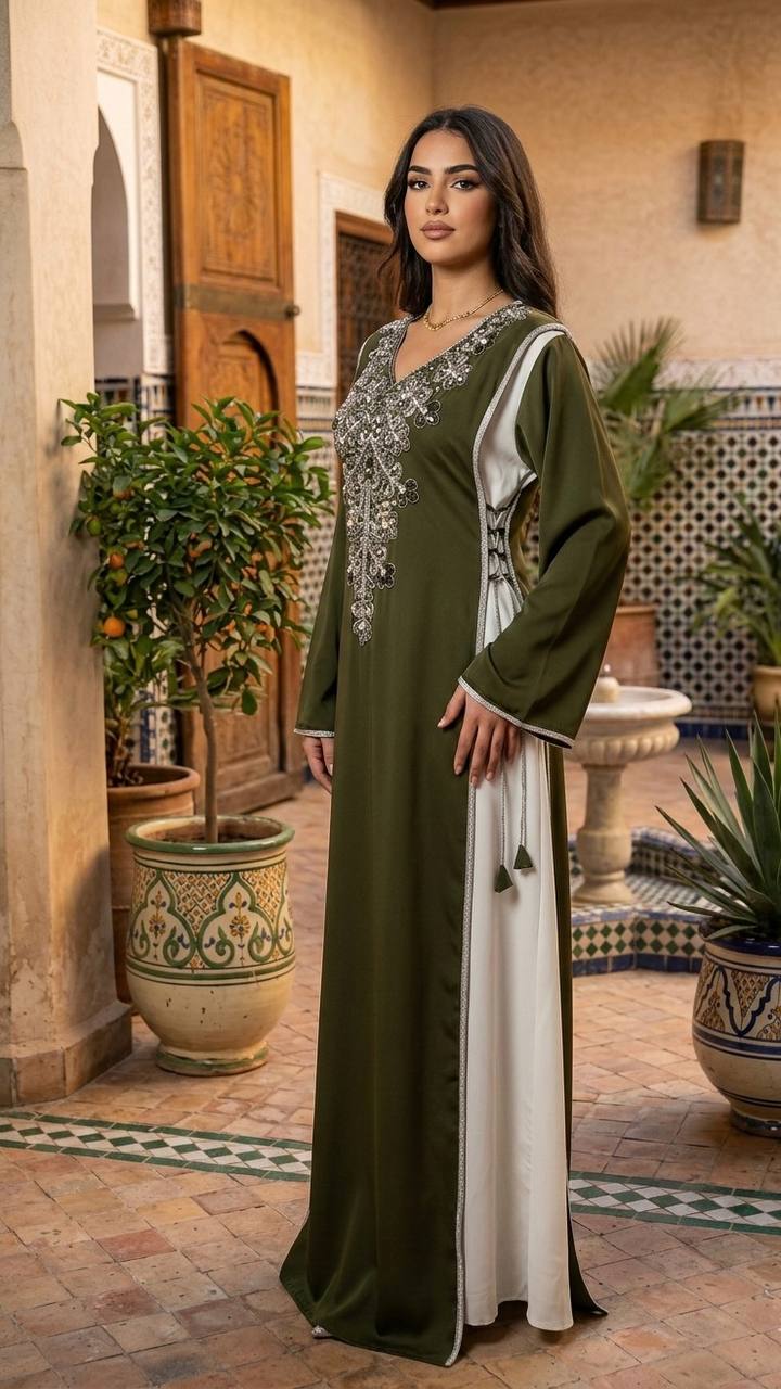 Royal Dima Embellished Kaftan - Palestinian Elegance