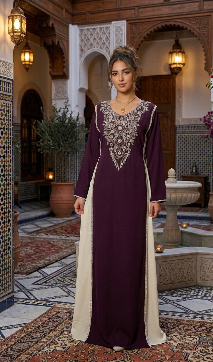 Royal Dima Embellished Kaftan - Palestinian Elegance