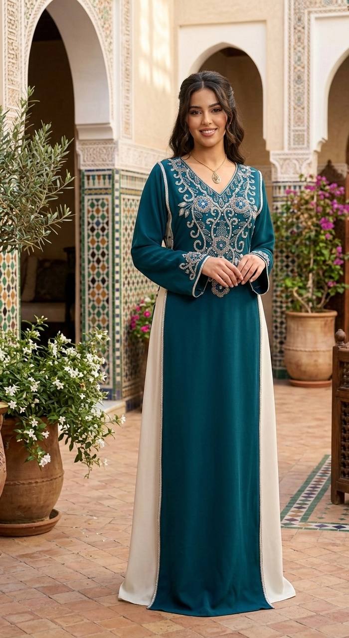 Royal Dima Embellished Kaftan - Palestinian Elegance