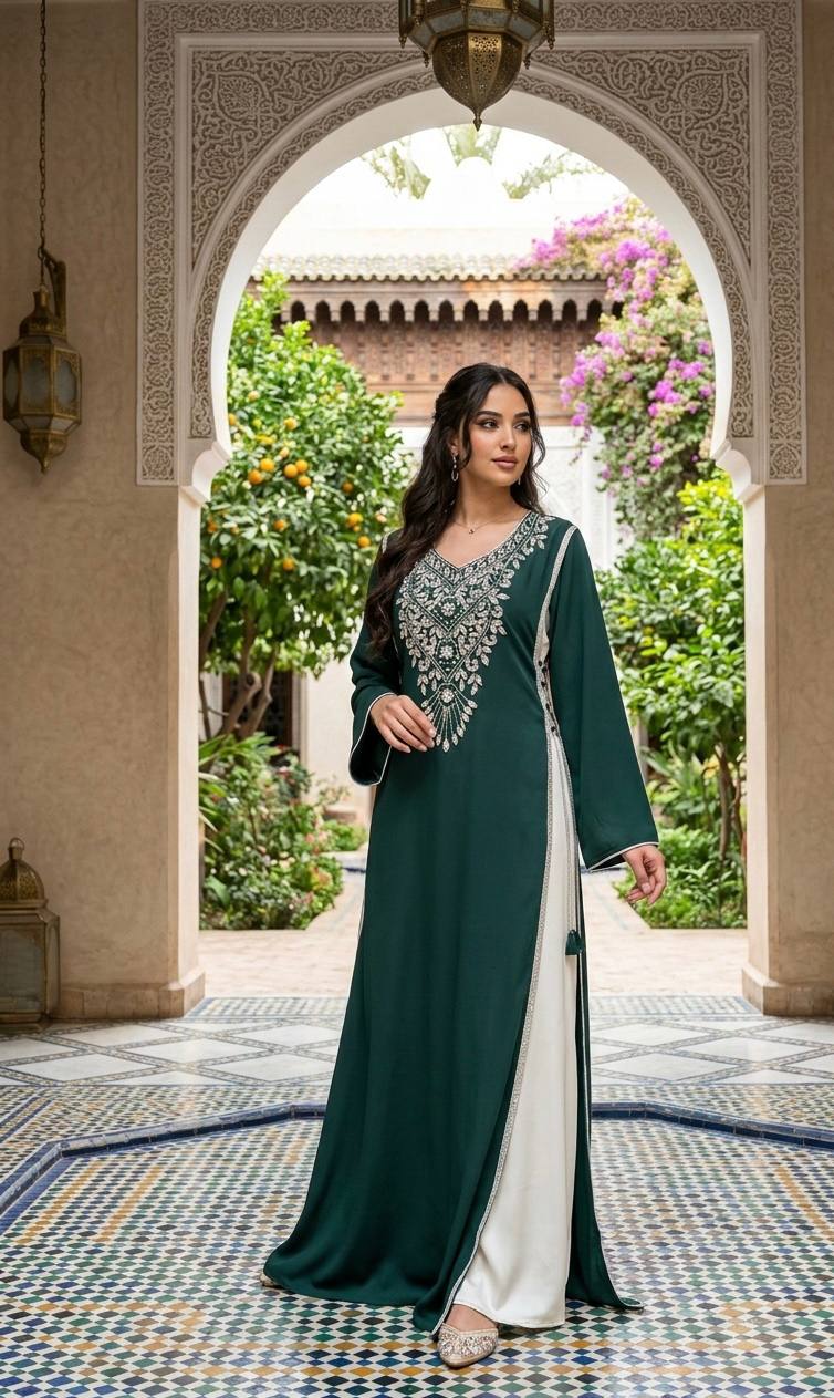 Royal Dima Embellished Kaftan - Palestinian Elegance