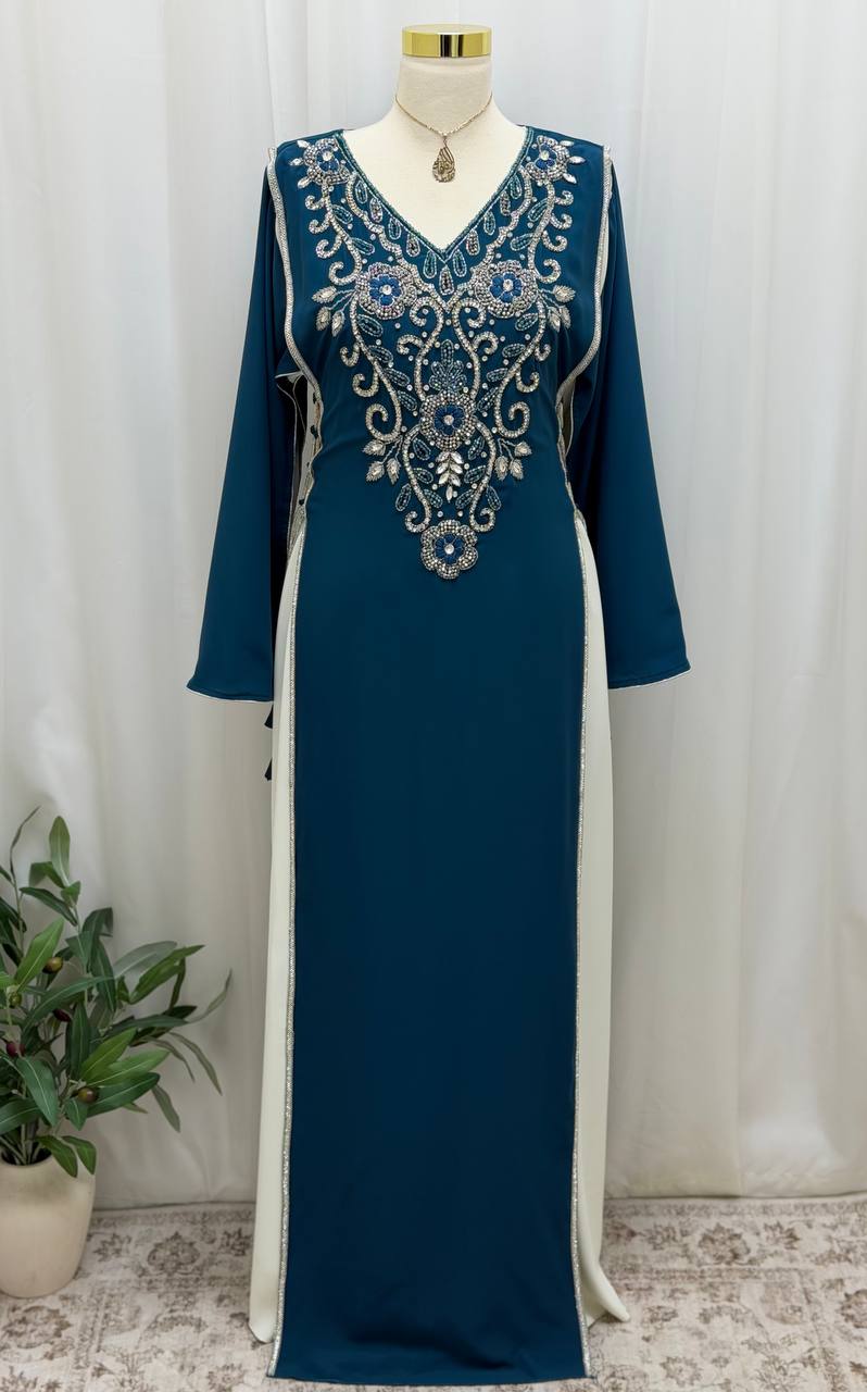 Royal Dima Embellished Kaftan - Palestinian Elegance