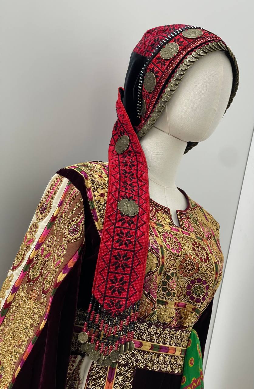 Heritage Hand-Embroidered Palestinian Headpiece (Arjeh / Waqah / Traditional Taqiyah)