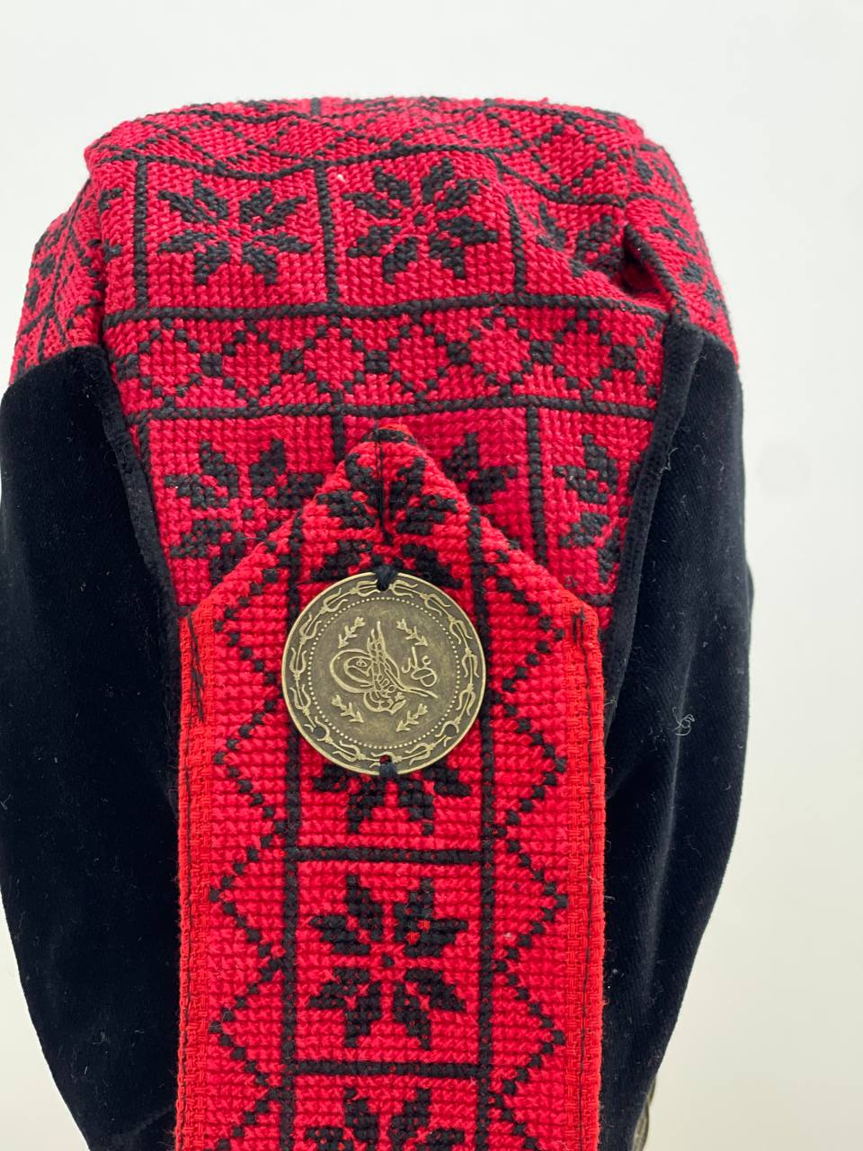 Heritage Hand-Embroidered Palestinian Headpiece (Arjeh / Waqah / Traditional Taqiyah)
