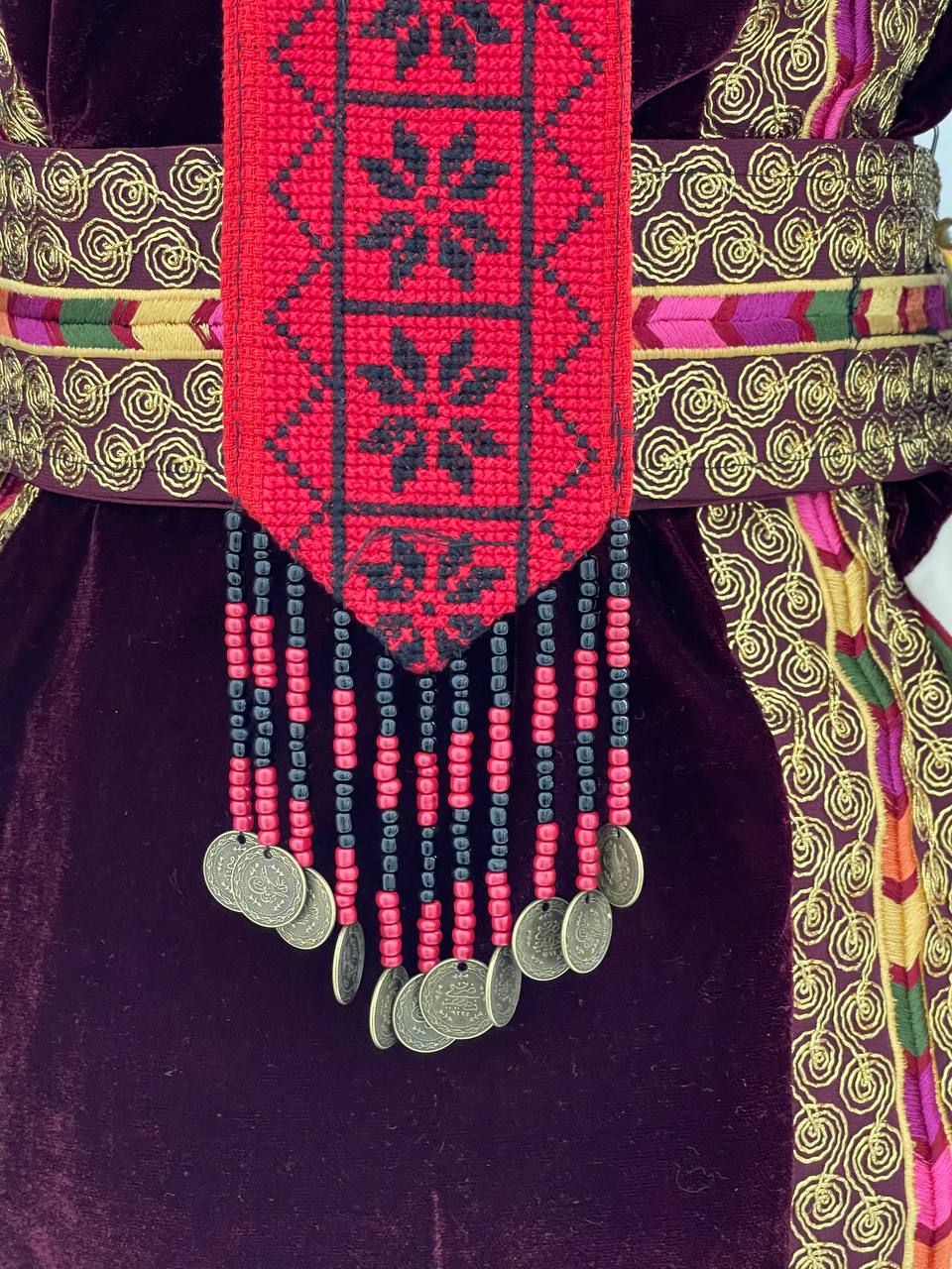 Heritage Hand-Embroidered Palestinian Headpiece (Arjeh / Waqah / Traditional Taqiyah)