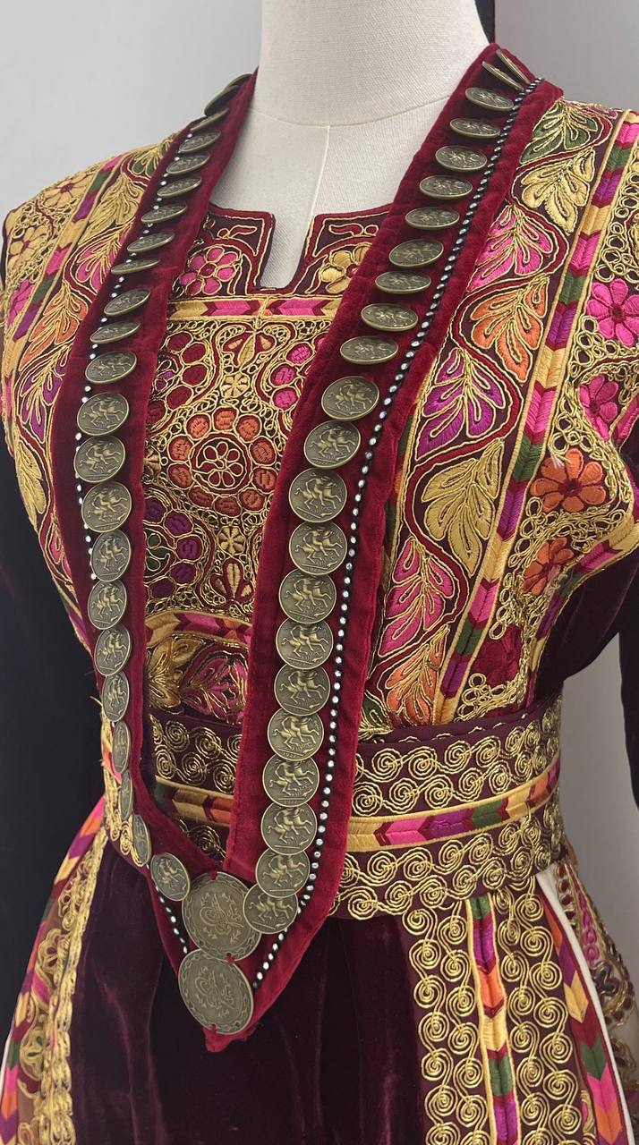 Ottoman Heritage Velvet Coin Necklace - Palestinian Elegance