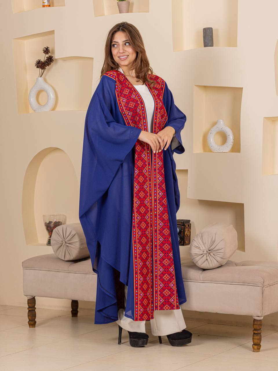 Heritage Embroidered Chiffon Bisht Abaya