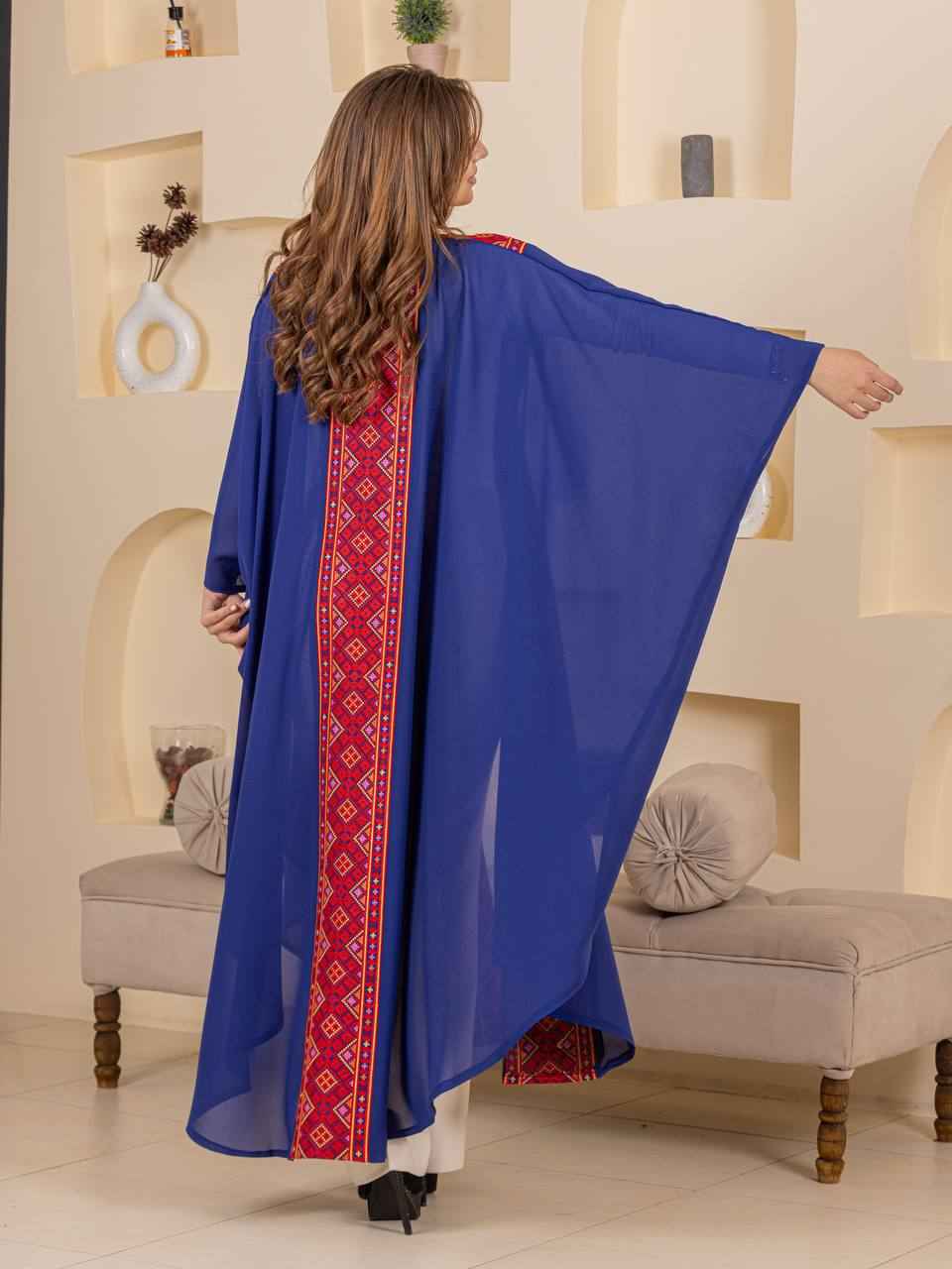 Heritage Embroidered Chiffon Bisht Abaya