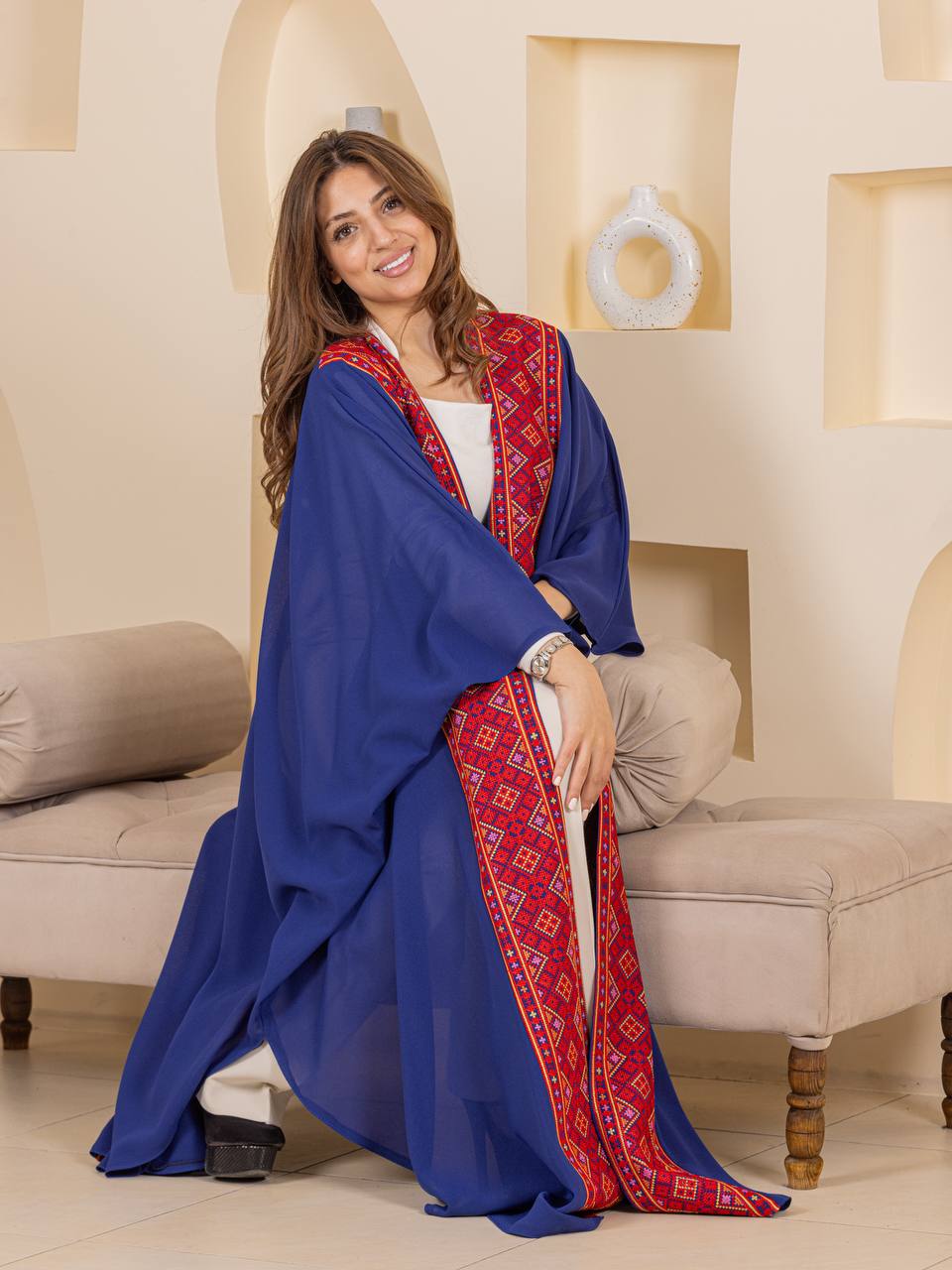 Heritage Embroidered Chiffon Bisht Abaya