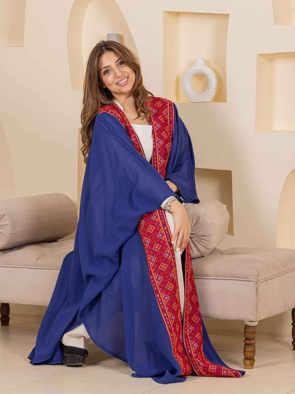 Heritage Embroidered Chiffon Bisht Abaya