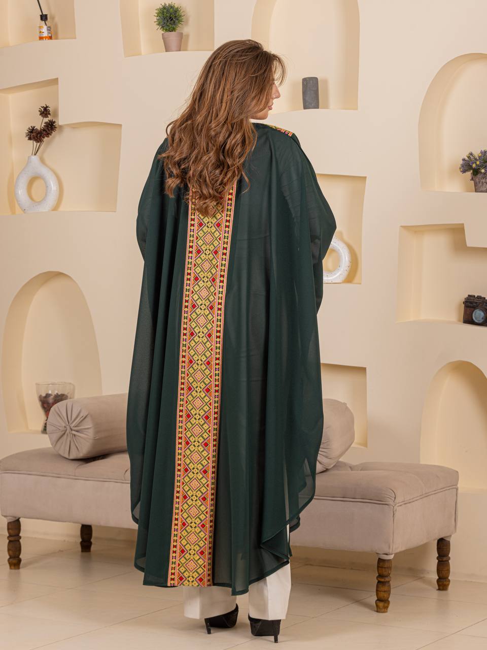 Heritage Embroidered Chiffon Bisht Abaya