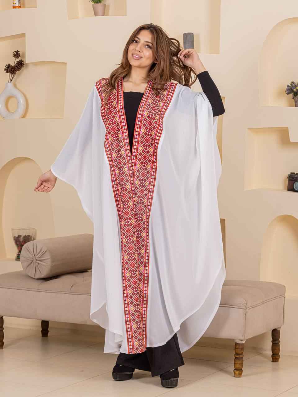 Heritage Embroidered Chiffon Bisht Abaya