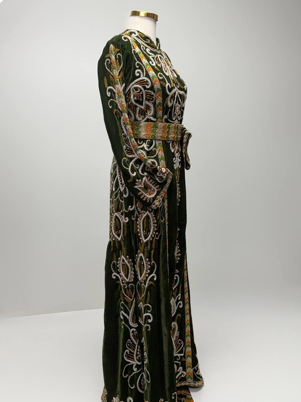 Royal Emerald Hand-Beaded Velvet Thobe