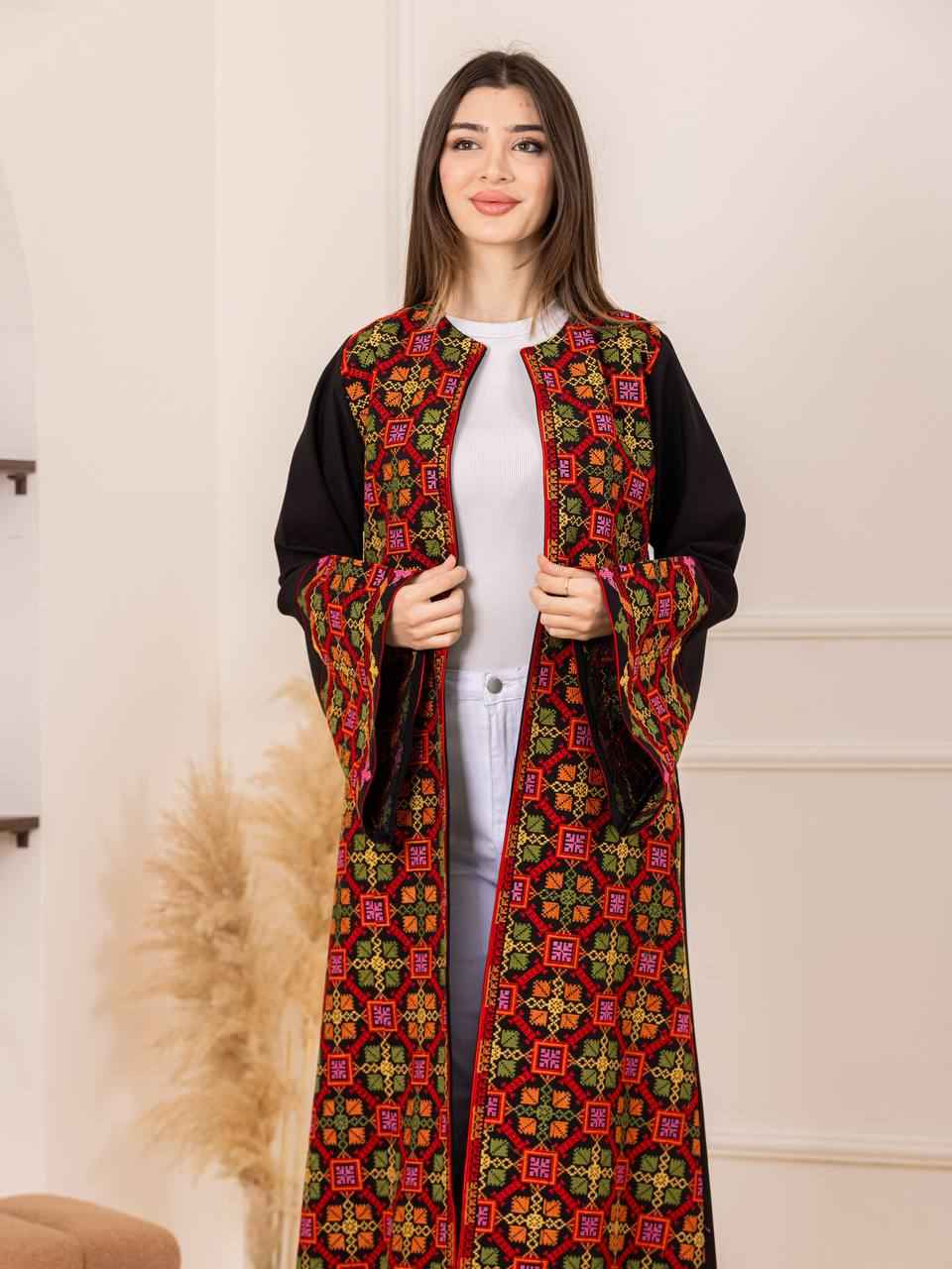 Open Embroidered Abaya Wardat Al-Quds